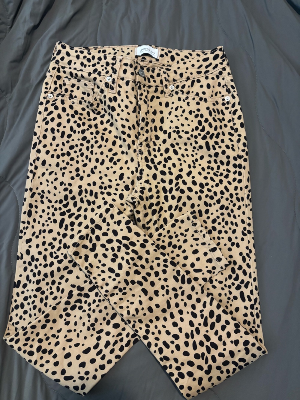 Tan Leopard-Spot Pants - Picture 2 of 6